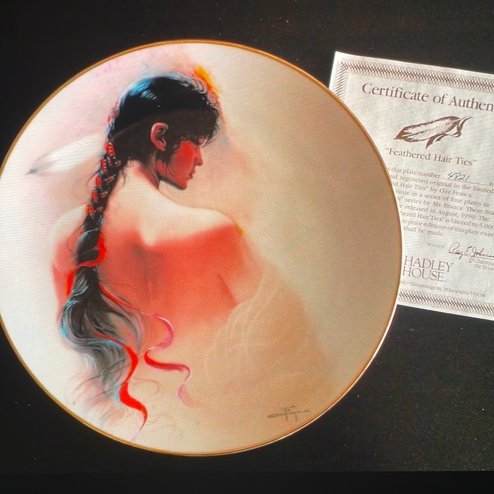 Navajo Women collectors plate
"Feathered Hair Ties" by Ozz Franca 1st in series